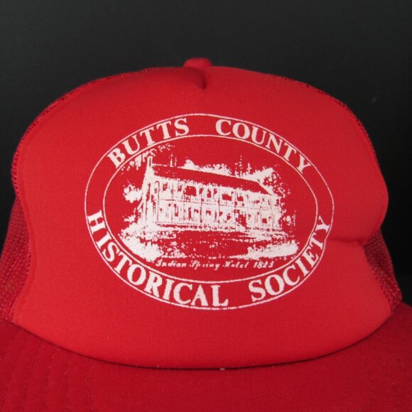 Butts County Historical Society Men's Red Wide Brim Mesh Back Snapback Cap Hat - Picture 1 of 8